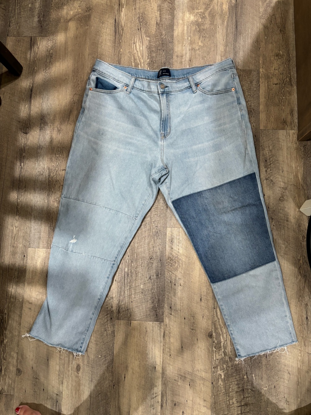 GAP Light Blue Cropped Patchwork Jeans